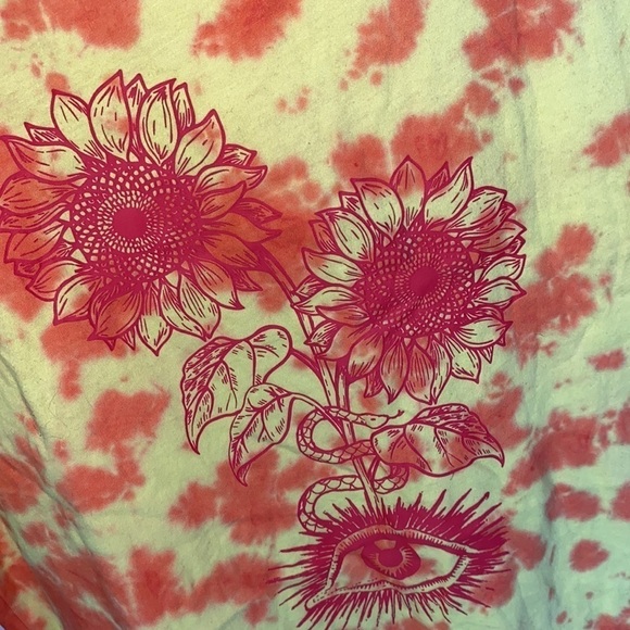 Empyre shirt Tie Dye Graphic Tee Sunflowers Eye Boho Trippy Tangerine Orange - Picture 5 of 8